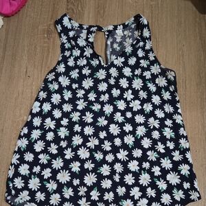 Old Navy Black Floral Tank Top
